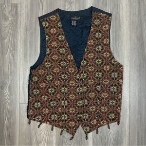 Vintage Carole Little‎ Tapestry Beaded Detail Boho Festival Vest Size L